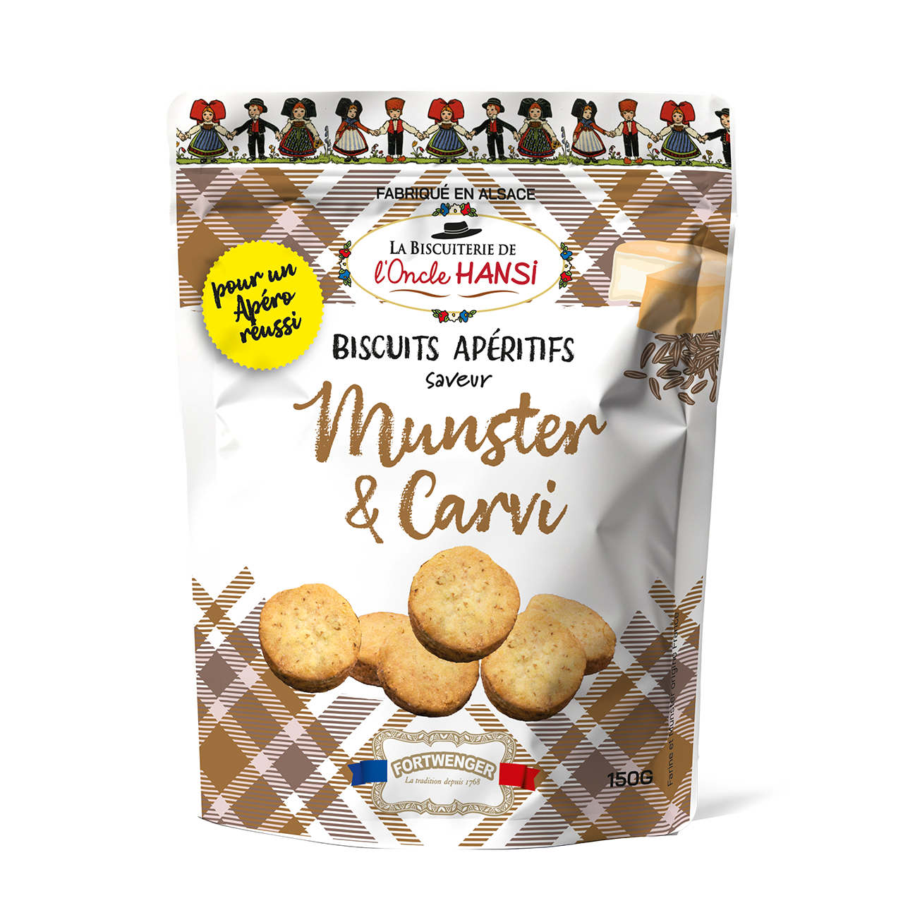 Biscuits apéro - Munster & Carvi 150g
