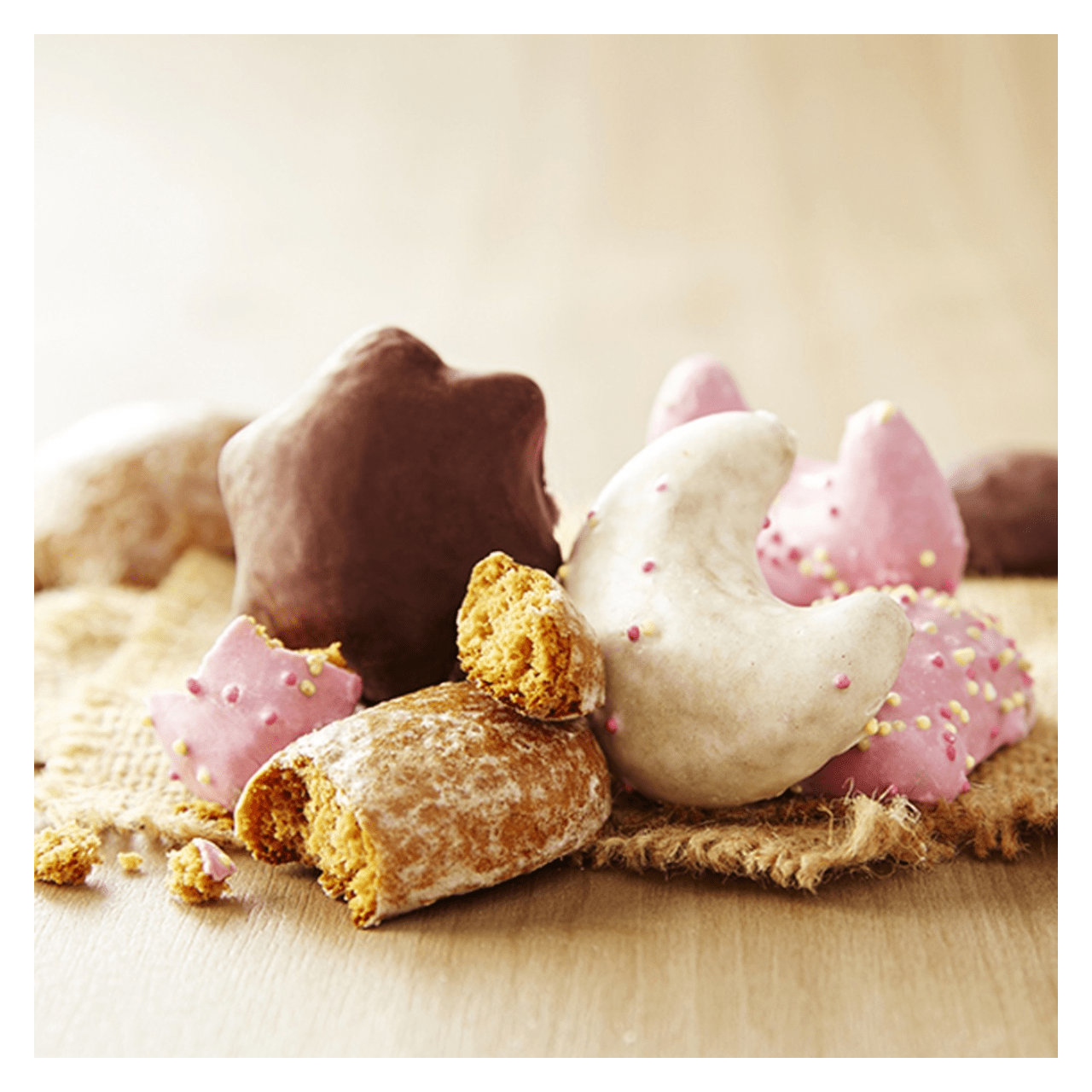 Assortiment de pains d'épices enrobés de sucre et de chocolat 200g