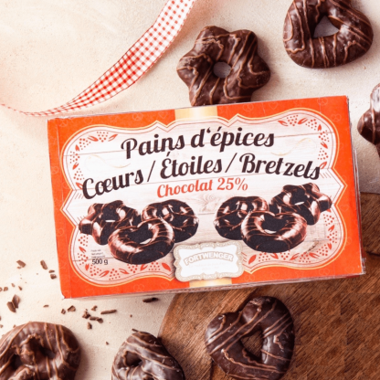 Pain d'épices au chocolat noir 500g | Cœurs, Étoiles & Bretzels Pain d'épices au chocolat noir 500g | Cœurs, Étoiles & Bretzels