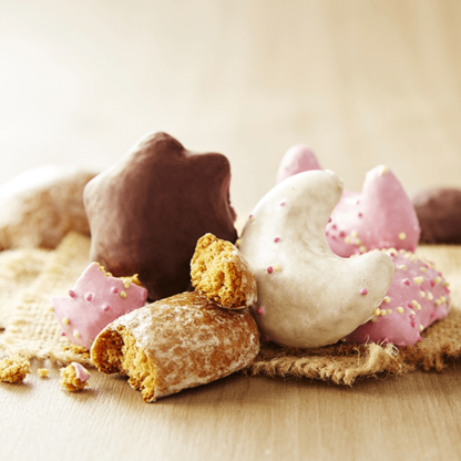 Boite assortiment de pains d’épices enrobés de sucre et de chocolat 450g