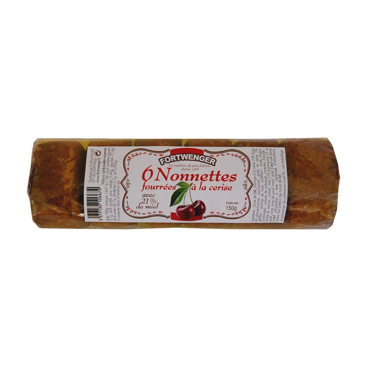 6 Nonnettes au miel fourrées à la cerise 150g