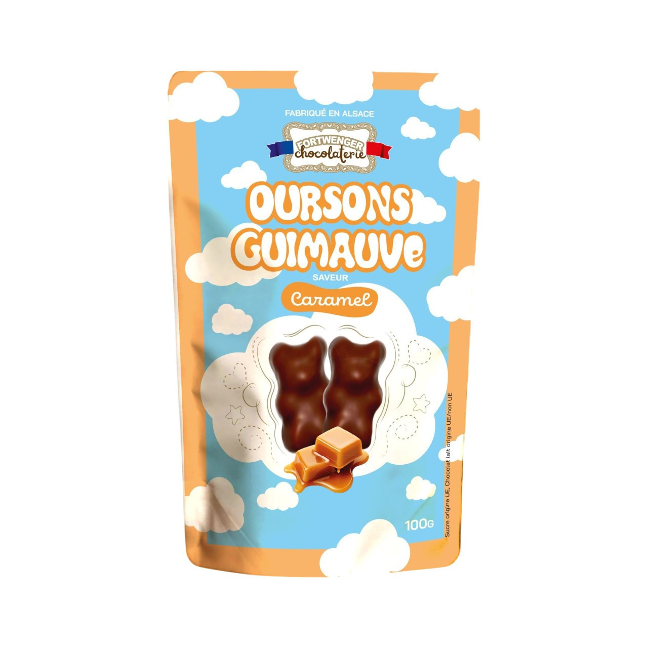 Oursons guimauve caramel - Chocolat lait 100g