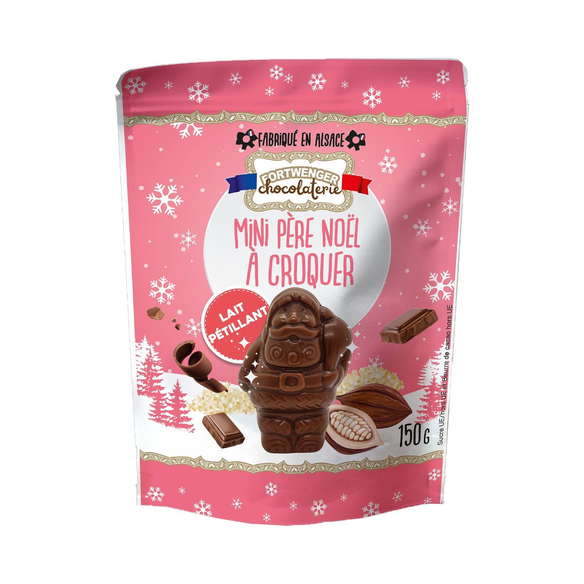 Mini Père Noël à croquer - Chocolat au lait pétillant 150g