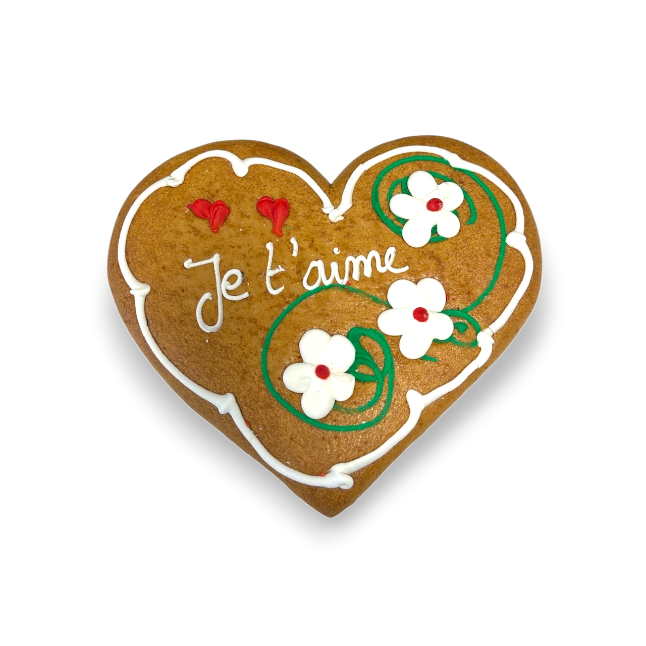 Pain d'épices d'Alsace forme coeur décor fleurs 300g