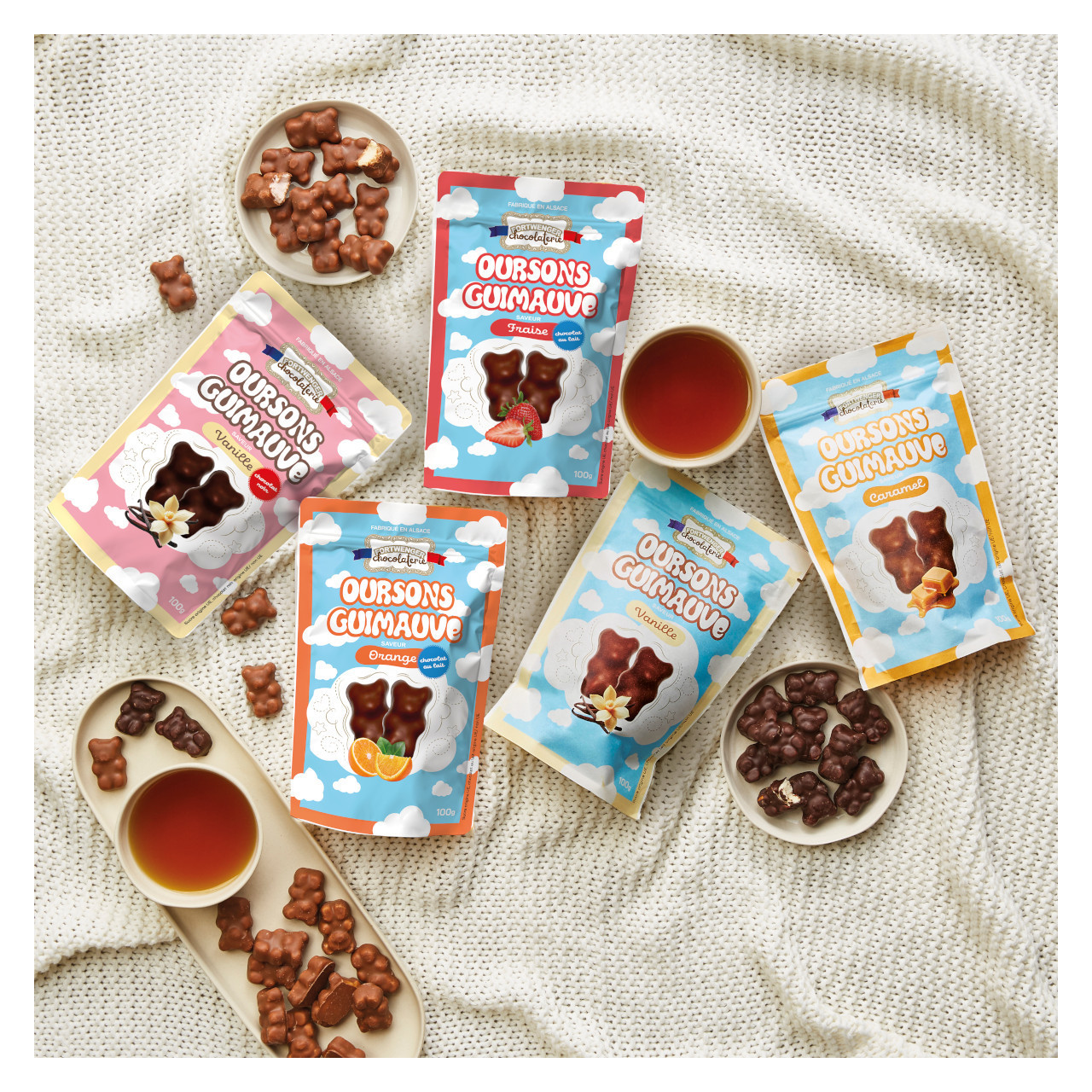 Oursons guimauve caramel - Chocolat lait 100g