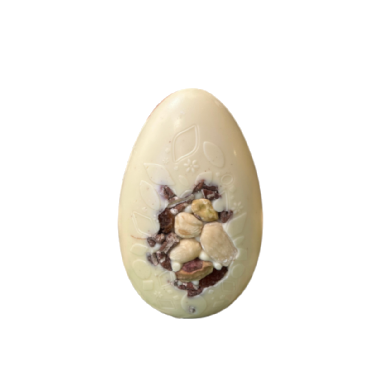 Œuf création mendiant 13 cm - Chocolat blanc 150g