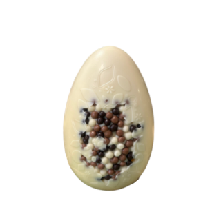 Œuf création perles 13 cm - Chocolat blanc 150g