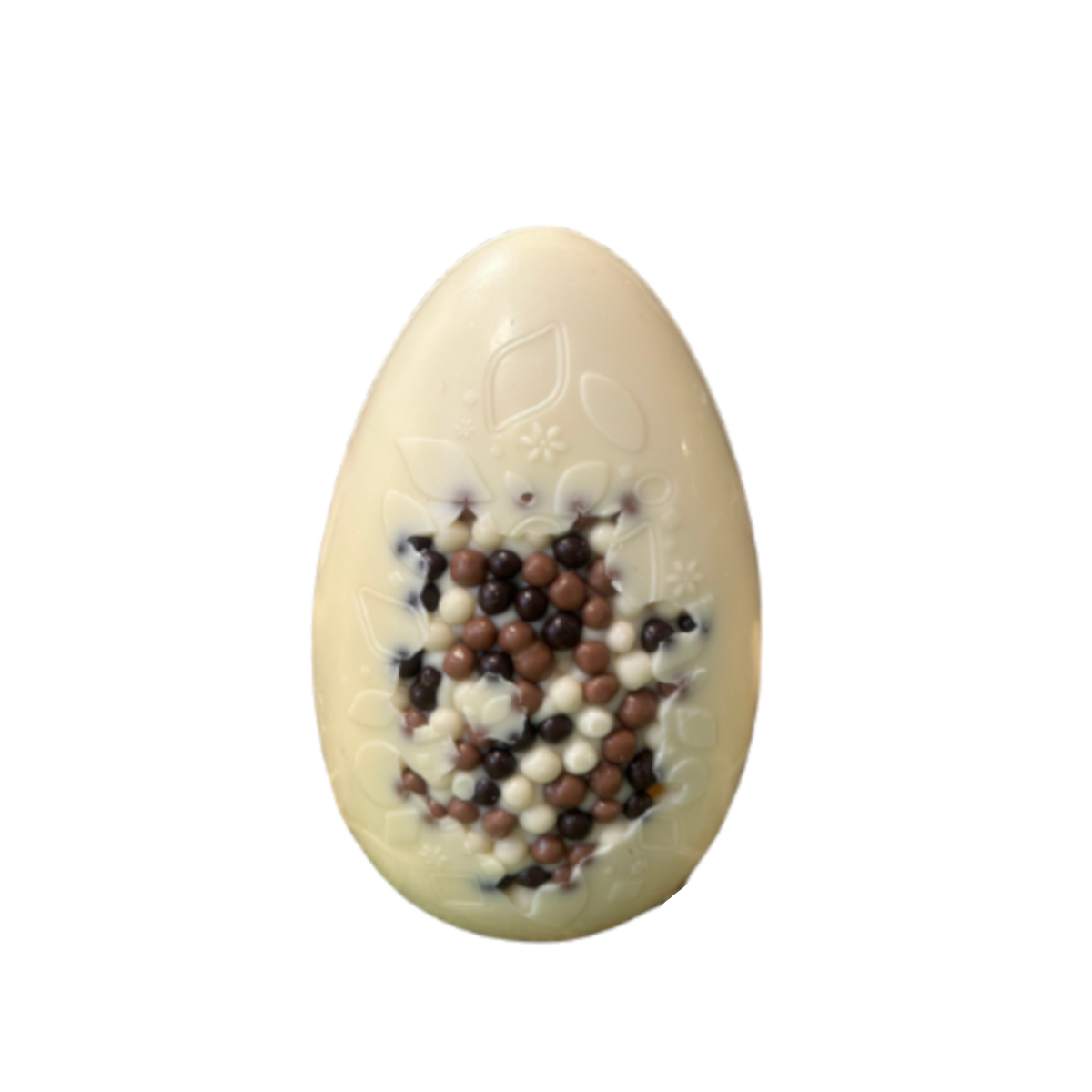 Œuf création perles 13 cm - Chocolat blanc 150g