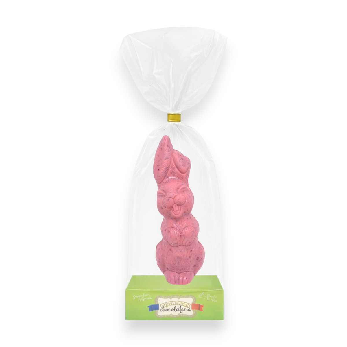 Lapin souriant - chocolat blanc et framboise 100g