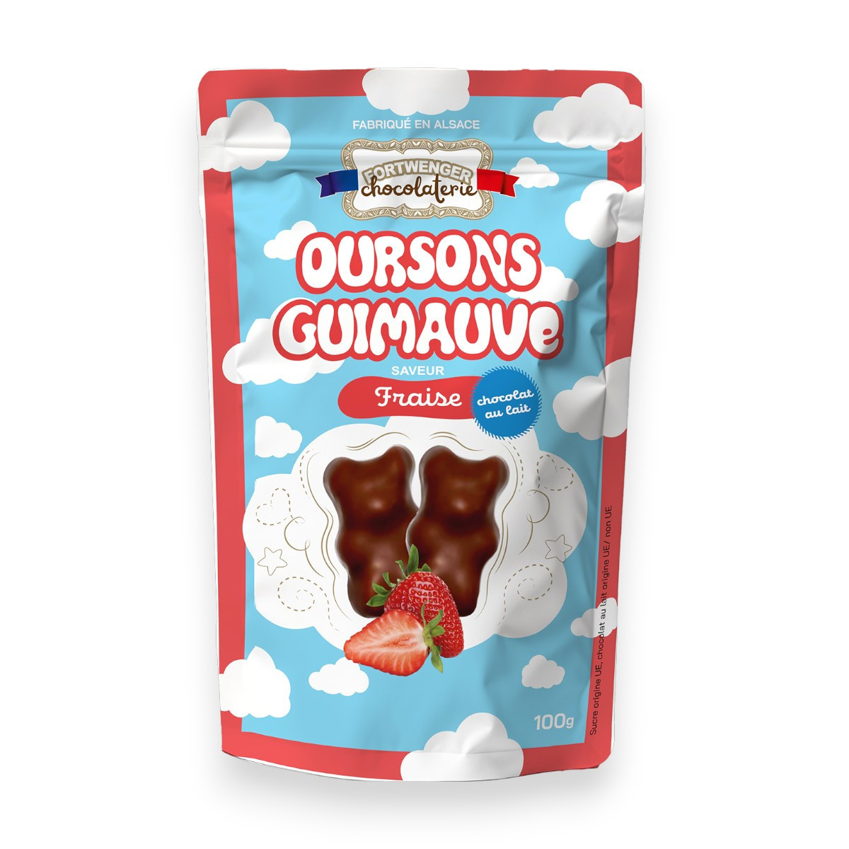 Oursons guimauve fraise - Chocolat lait 100g