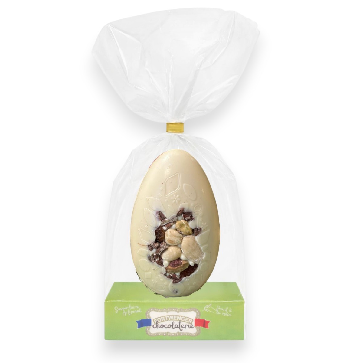 Œuf création mendiant 13 cm - Chocolat blanc 150g