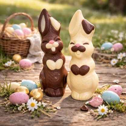 Duo Lapins souriants - Chocolat lait et blanc 200g