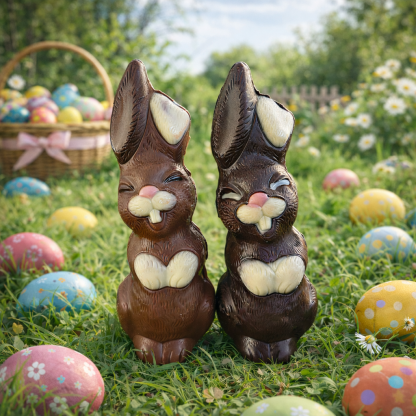 Duo Lapins souriants - Chocolat lait et noir 200g