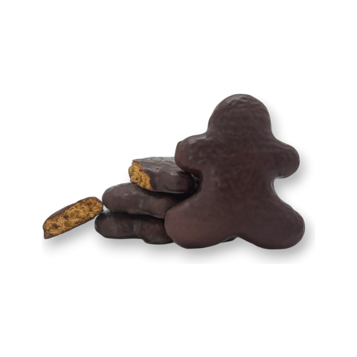 Barquette de bonhomme en pain d'épices enrobé de chocolat noir 200g