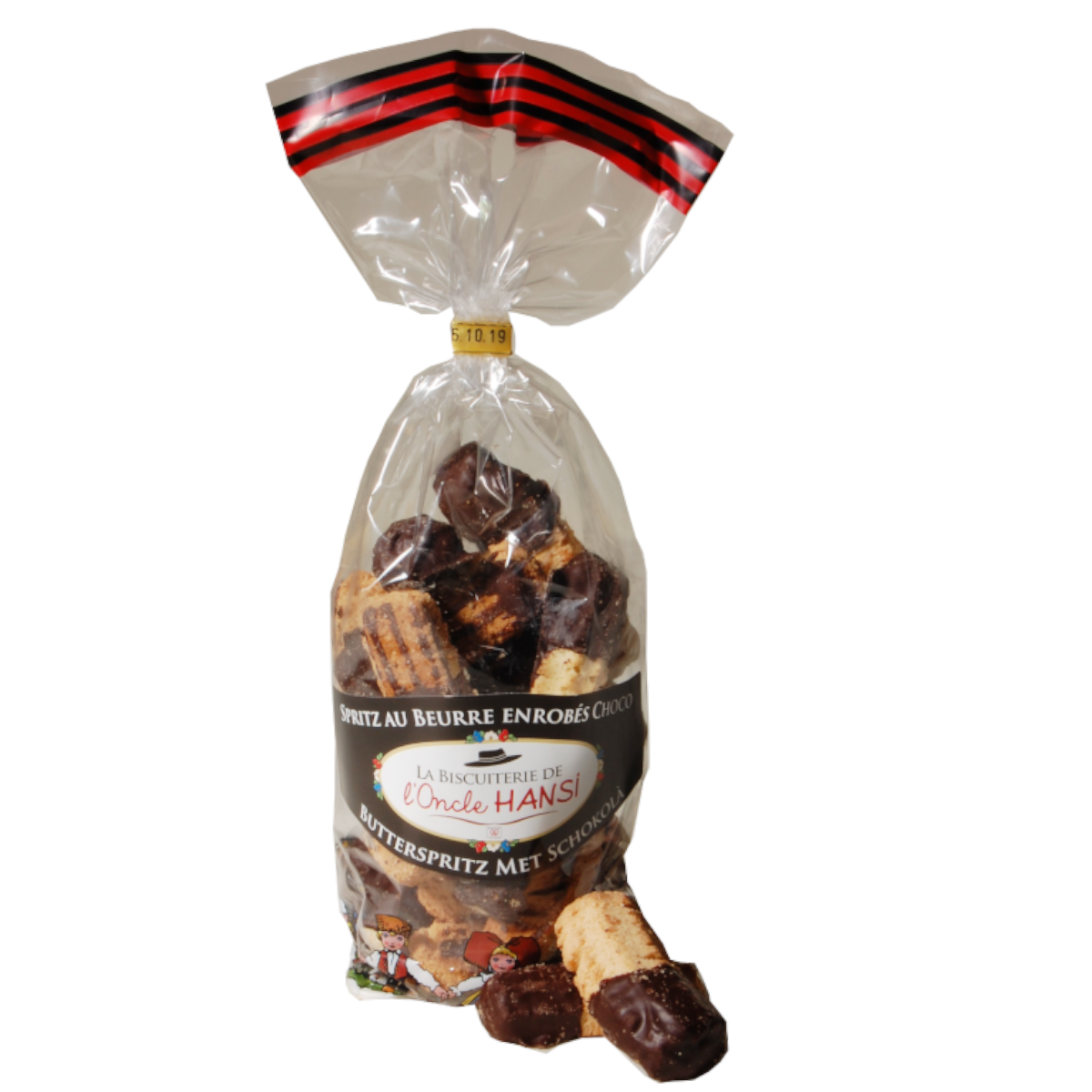 Spritz bredele au beurre enrobés chocolat Biscuiterie de l'Oncle Hansi 200g