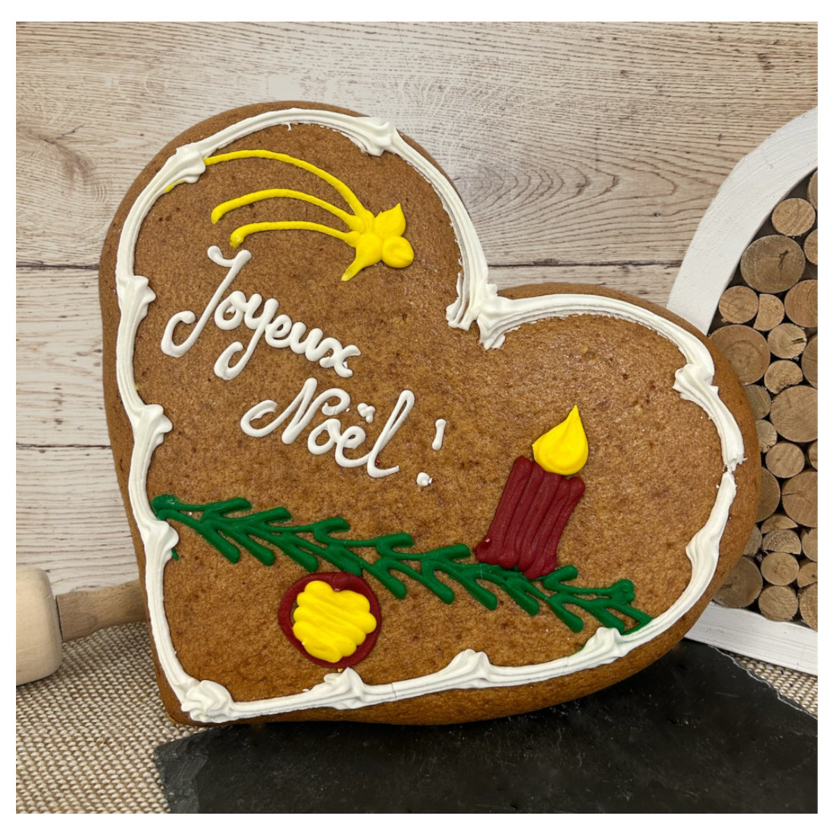 Cœur personnalisé "Joyeux Noël" - décor Noël
