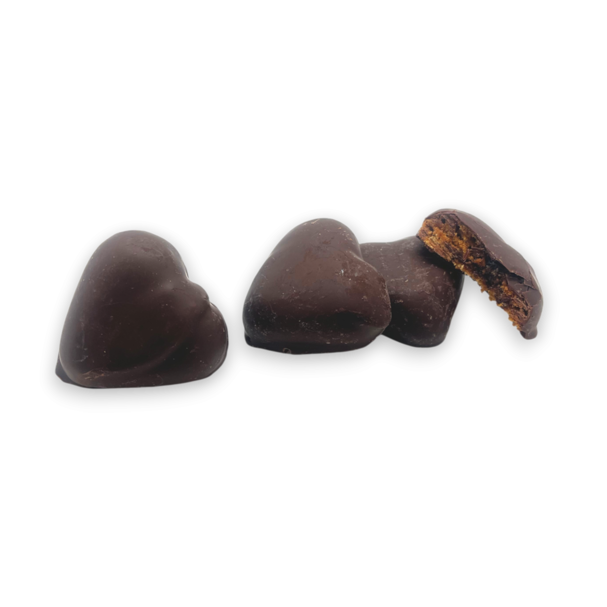 Coeurs en pain d'épices fourrés framboise enrobés chocolat 200g