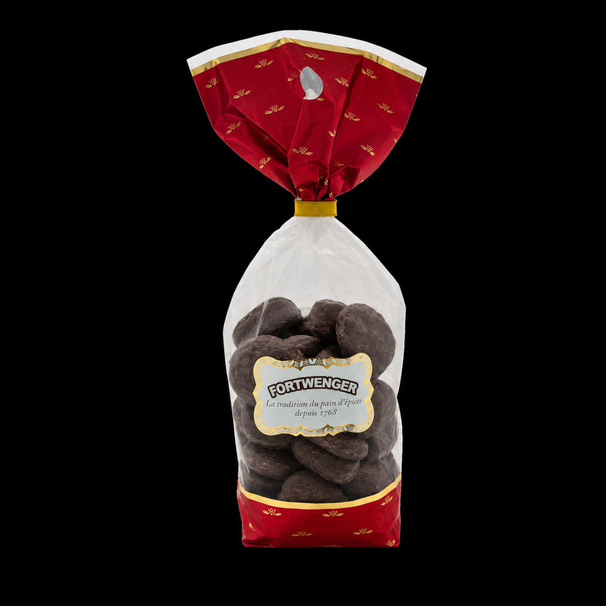 Coeurs en pain d'épices fourrés framboise enrobés chocolat 200g